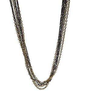 Vintage Gold Silver Tone Multi Strand Chain Necklace Chunky Fashion Jewelry